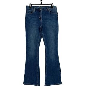 Boden Women’s Blue Jeans Sz 10L US/14L UK Flared Medium Wash Distressed Stretch